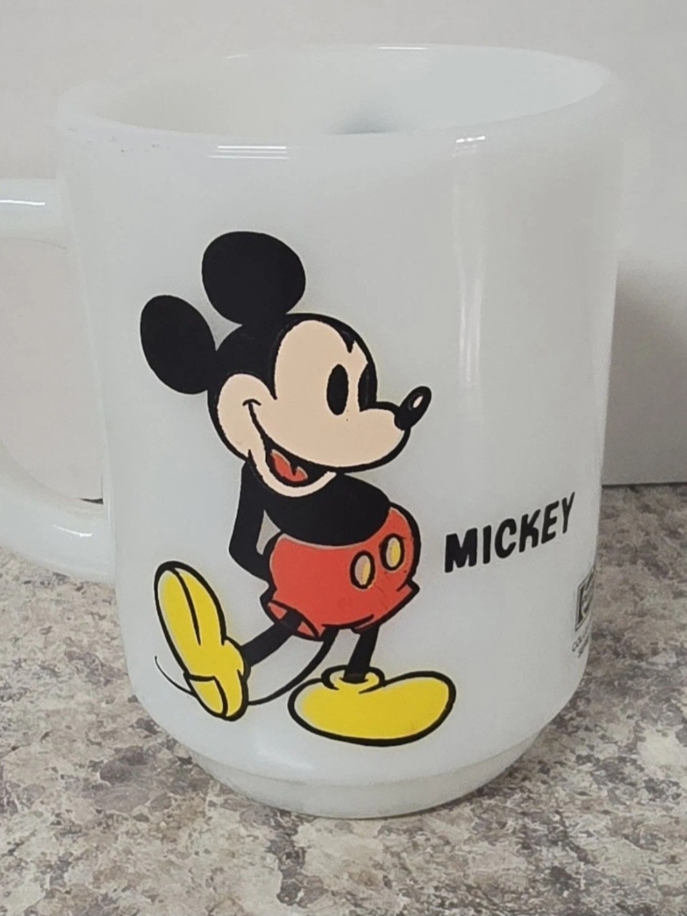 Walt Disney Pepsi Mug Mickey Mouse Fire-King Anchor Hocking Milk Glass Vintage